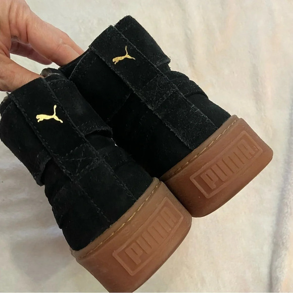 Puma Platform Mid OW Strap Leather Lace Up Black Trainers Size 7 - Picture 7 of 10